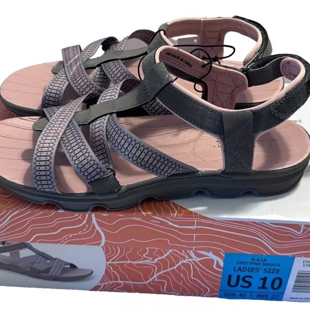 Women's Sandals Size 10 Gray and Pink JSport KAIA Adjustable Strap Shoe Comfy - Picture 2 of 8